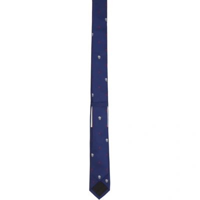 Shop Alexander Mcqueen Blue & Red Silk Star Skull Tie In 4374 Royal/red
