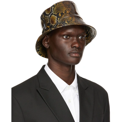 Shop Versace Brown Snake Bucket Hat In 5n020 Natur