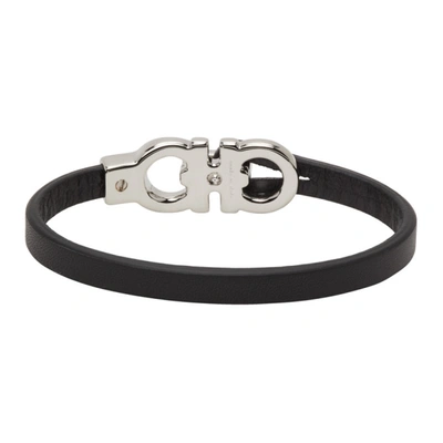 Shop Ferragamo Black Large Gancini Bracelet In 005 Br Pel Nero/pall