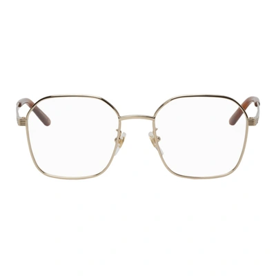 Shop Gucci Gold Square Glasses In 002 Gold