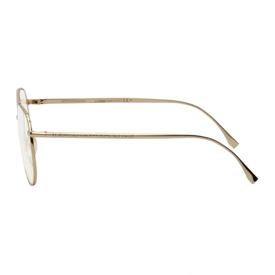 Shop Fendi Gold Steel Aviator Glasses In 0j5g Gold