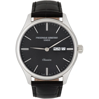 Shop Frederique Constant Silver & Black Classics Quartz Day-date Watch In Silver/blac