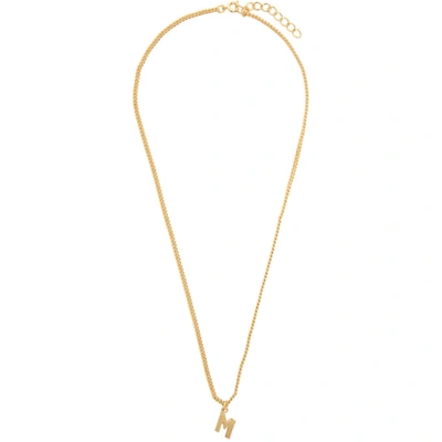 Shop Msgm Gold 'm' Necklace In 05 Gold
