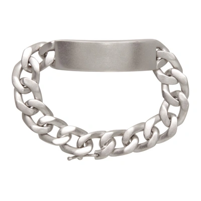Shop Maison Margiela Silver Semi-polished Chain Id Bracelet In 951 Palladio Semi Po