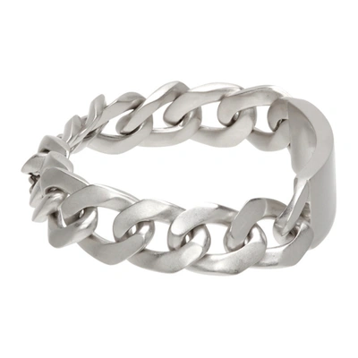 Shop Maison Margiela Silver Semi-polished Chain Id Bracelet In 951 Palladio Semi Po