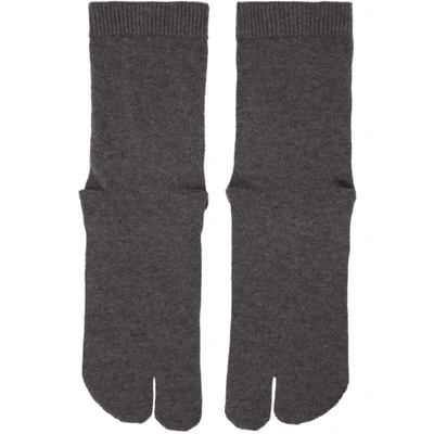 Shop Maison Margiela Grey Tabi Socks In 854m Dark G