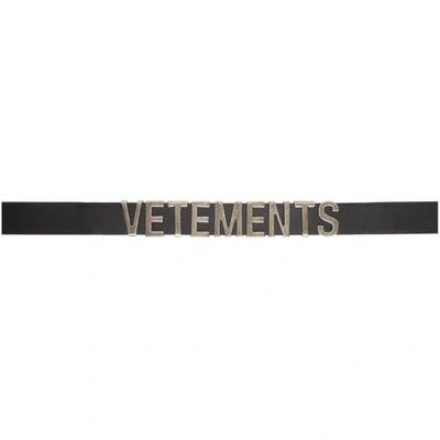 Shop Vetements Black & Silver Classic Logo Belt In Black / Silver 14619