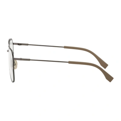 Shop Fendi Green & Gunmetal Square 'forever ' Glasses In 0v81 Dkrut Blk
