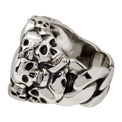 Shop Alexander Mcqueen Silver Multi Skull Ring In 0446 Mcq0911sil.v.b