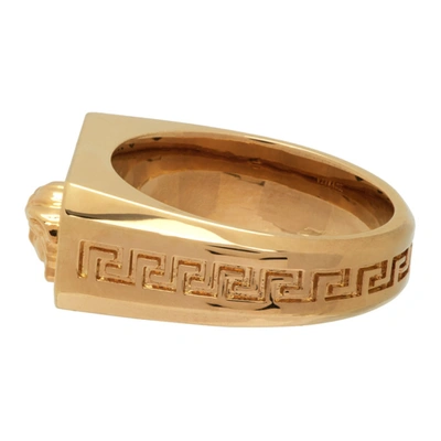 Shop Versace Gold Crystal Medusa Ring In Kcvo Gold