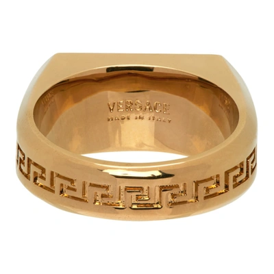 Shop Versace Gold Crystal Medusa Ring In Kcvo Gold