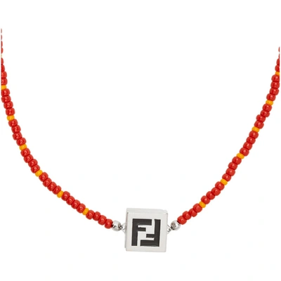 Shop Fendi Orange & Red Beaded 'forever ' Necklace In F1dzm Palla