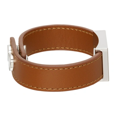 Shop Fendi Tan 'ff' Bracelet In F0nmu Leath