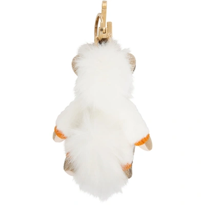 Shop Burberry White & Beige Unicorn Costume Thomas Keychain In Orange/ Lig