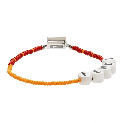 Shop Fendi Orange & Red Beaded 'forever ' Bracelet In F1dzm Palla