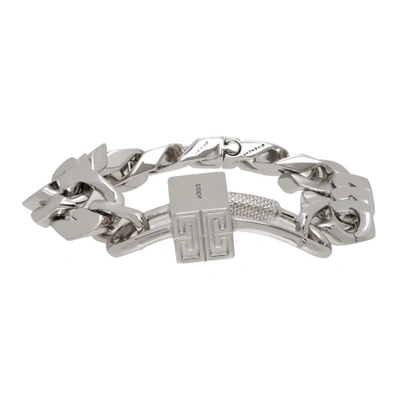 Shop Givenchy Silver G Chain Lock Bracelet In 040-silvery