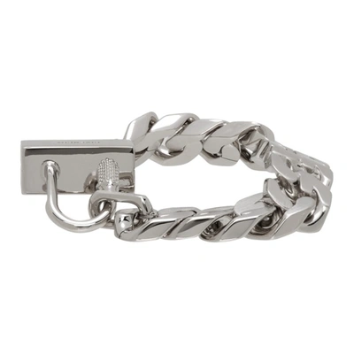 Shop Givenchy Silver G Chain Lock Bracelet In 040-silvery