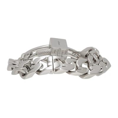 Shop Givenchy Silver G Chain Lock Bracelet In 040-silvery