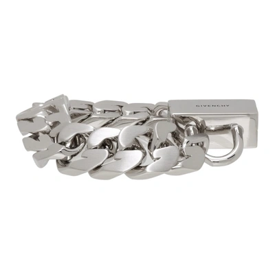 Shop Givenchy Silver G Chain Lock Bracelet In 040-silvery