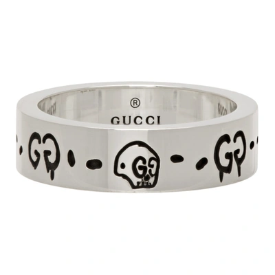 Shop Gucci Silver Trouble Andrew Edition Slim 'ghost' Skull Ring