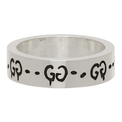 Shop Gucci Silver Trouble Andrew Edition Slim 'ghost' Skull Ring