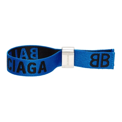 Shop Balenciaga Blue & Black Party Bracelet In 4042 Royal