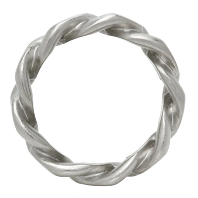 Shop Maison Margiela Silver Semi-polished Chain Ring In 951 Palladio Semi Po