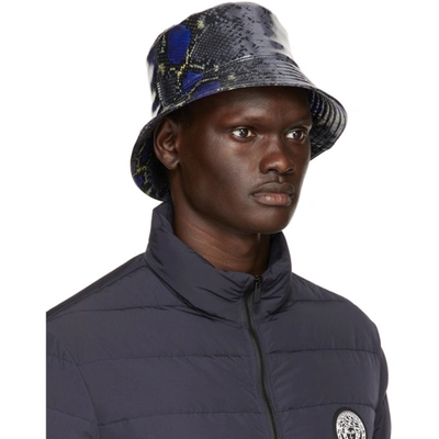 Shop Versace Grey Snake Bucket Hat In 5e000 Anthr