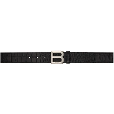Shop Balenciaga Black Large Hourglass Belt In 1000 Black