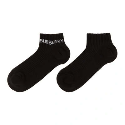 Shop Burberry Black Intarsia Logo Ankle Socks