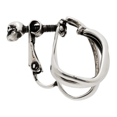 Shop Alexander Mcqueen Silver Punk Screw-back Single Earring In 0446 Mcq0911sil.v.b