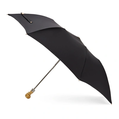 Shop Alexander Mcqueen Black & Gold Skull Folded Umbrella In 1000 Black