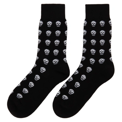 Shop Alexander Mcqueen Black & White Skull Socks In 1078 Black/ivory