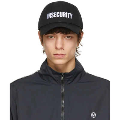 Shop Vetements Black 'insecurity' Cap In Black 14620011