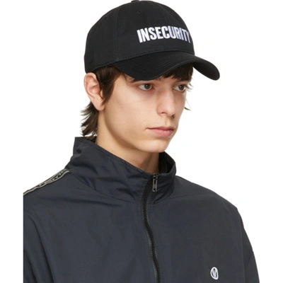 Shop Vetements Black 'insecurity' Cap In Black 14620011