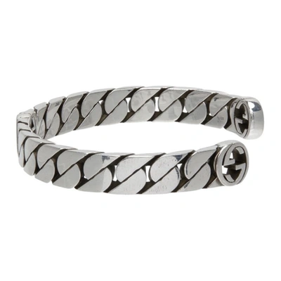 Shop Gucci Silver Interlocking G Bracelet