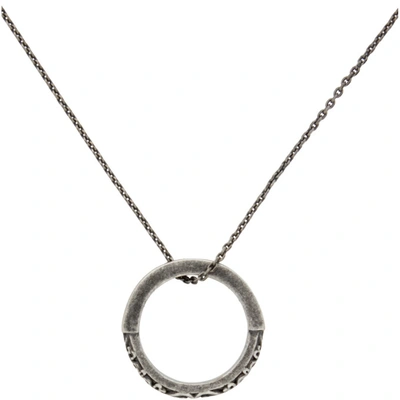 Shop Maison Margiela Silver Semi-polished Ring Necklace In 952 Argento Vecchio