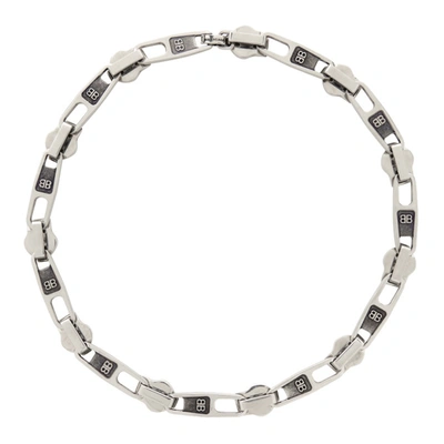 Shop Balenciaga Silver Zip Necklace In 0911 Silver