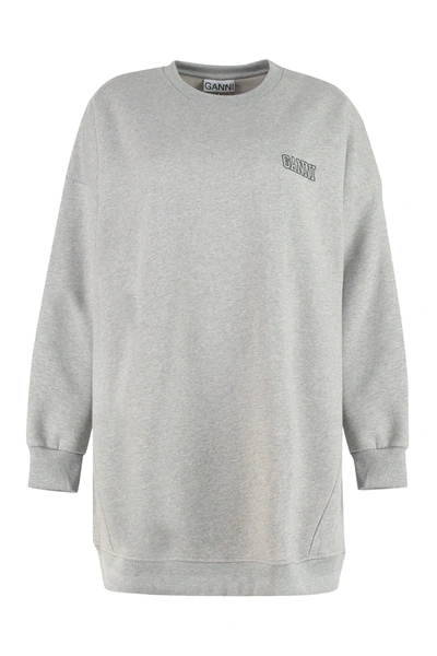 Shop Ganni Software Isoli Logo Embroidered Sweatshirt In Grey