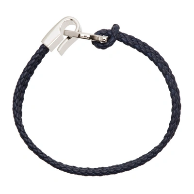 Shop Ferragamo Navy Braided Bracelet In Marin/pld Lucido