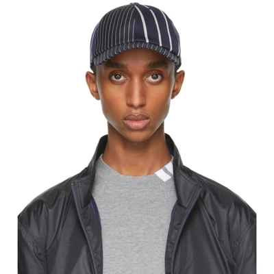 Shop Thom Browne Navy Pinstripe 6-panel Baseball Cap In 415 Navy