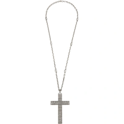 Shop Gucci Silver Cross Necklace In 500 Silver