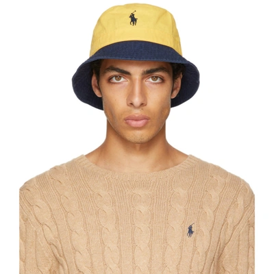 Polo Ralph Lauren Yellow & Green Logo Chino Bucket Hat In Chrome  Yellow/navy | ModeSens