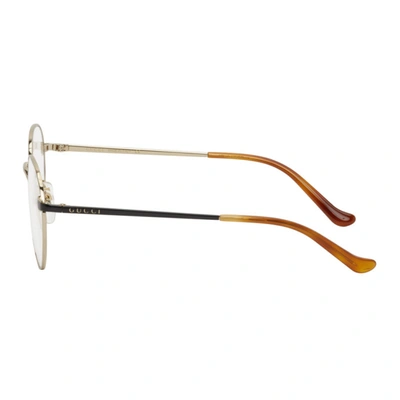 Shop Gucci Gold Round Glasses In 005 Gold