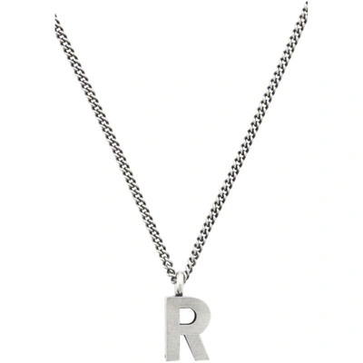 Shop Raf Simons Silver R Pendant Necklace In 00082 Silve