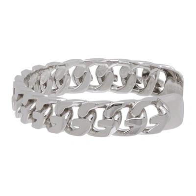 Shop Givenchy Silver G Chain Open Bangle Bracelet In 040-silvery