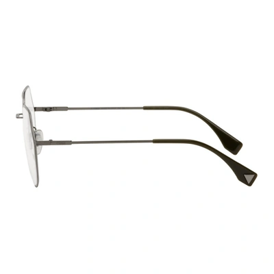 Shop Fendi Gunmetal Modified Aviator Glasses In 0kj1 Dk Rut