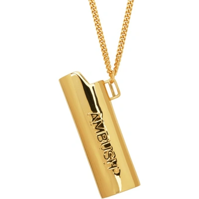 Shop Ambush Gold Logo Lighter Case Necklace