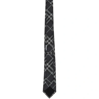 Shop Burberry Grey Check Manston Tie In Charcoal