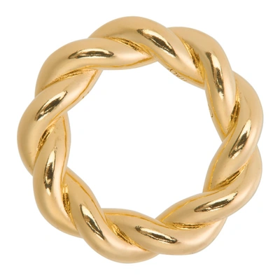 Shop Bottega Veneta Gold Twist Ring In 8120 Yellow Gold